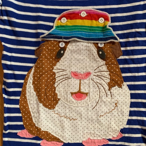Mini Boden 7-8Y Interactive Guinea Pig Appliqué Navy/White Striped Shirt - Picture 2 of 4